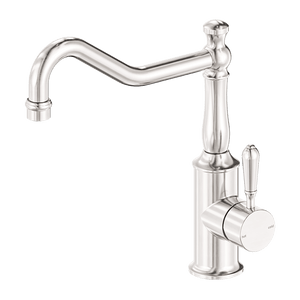 Nero Mixer Taps York Kitchen Mixer Hook Spout With Metal Lever Brushed Nickel (NR69210702BN)