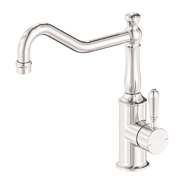 Nero Mixer Taps York Kitchen Mixer Hook Spout With Metal Lever Brushed Nickel (NR69210702BN)