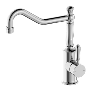 Nero Mixer Taps YORK KITCHEN MIXER HOOK SPOUT WITH METAL LEVER CHROME (NR69210702CH)