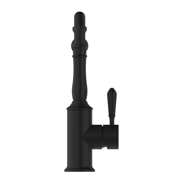 Nero Mixer Taps YORK KITCHEN MIXER HOOK SPOUT WITH METAL LEVER MATTE BLACK (NR69210702MB)