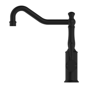 Nero Mixer Taps YORK KITCHEN MIXER HOOK SPOUT WITH METAL LEVER MATTE BLACK (NR69210702MB)