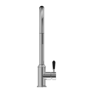 Nero Mixer Taps YORK PULL OUT SINK MIXER WITH VEGIE SPRAY FUNCTION WITH BLACK PORCELAIN LEVER CHROME (NR69210803CH)
