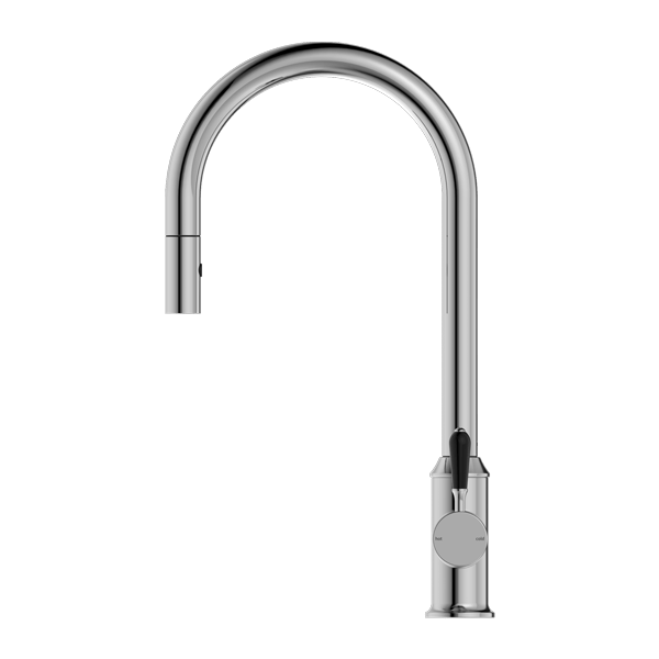 Nero Mixer Taps YORK PULL OUT SINK MIXER WITH VEGIE SPRAY FUNCTION WITH BLACK PORCELAIN LEVER CHROME (NR69210803CH)
