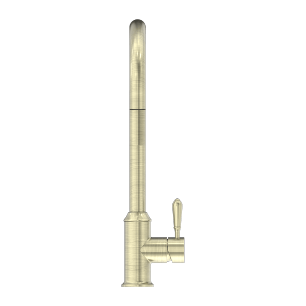 Nero Mixer Taps YORK PULL OUT SINK MIXER WITH VEGIE SPRAY FUNCTION WITH METAL LEVER AGED BRASS (NR69210802AB)
