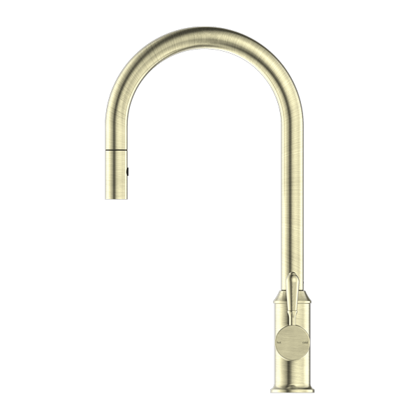Nero Mixer Taps YORK PULL OUT SINK MIXER WITH VEGIE SPRAY FUNCTION WITH METAL LEVER AGED BRASS (NR69210802AB)