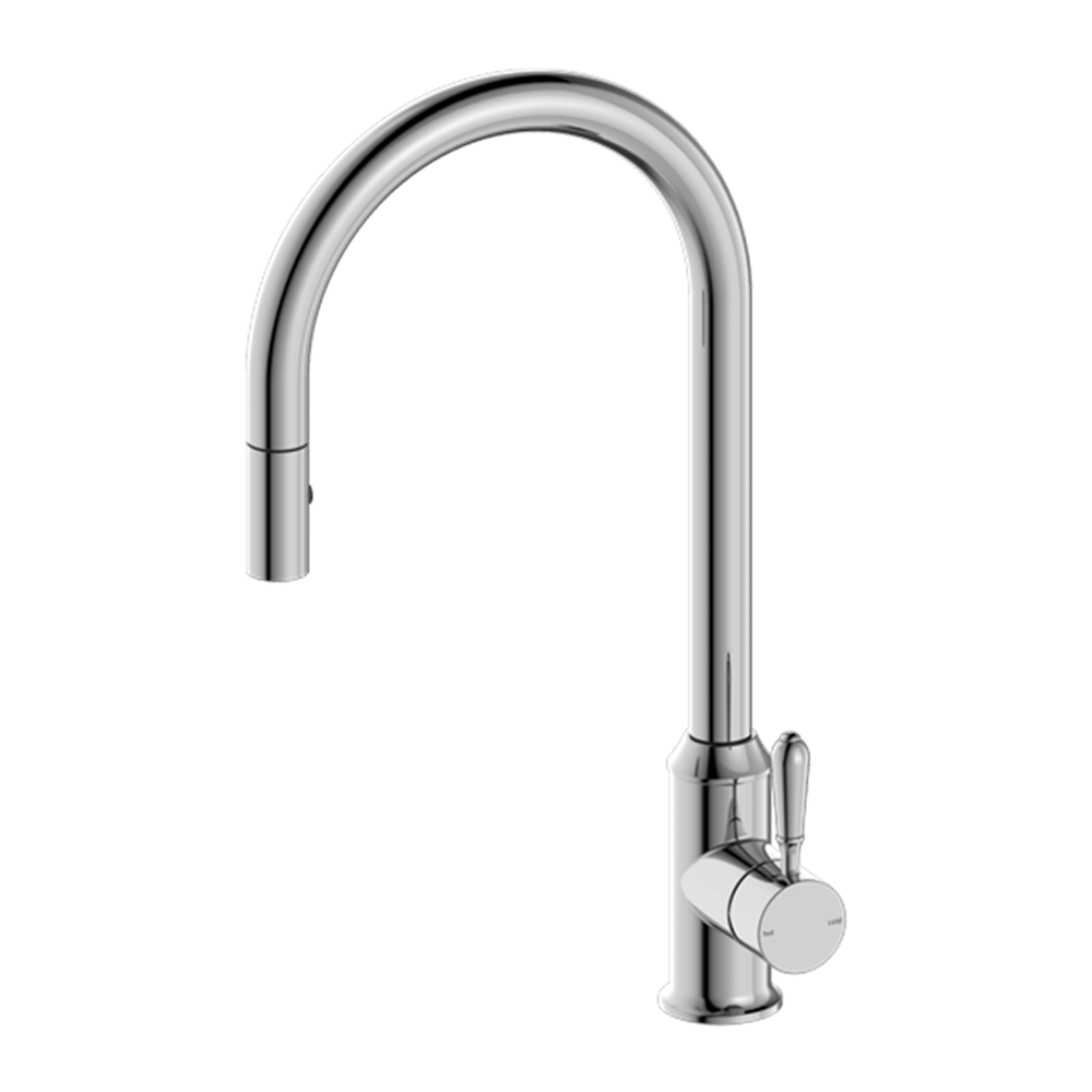 Nero Mixer Taps YORK PULL OUT SINK MIXER WITH VEGIE SPRAY FUNCTION WITH METAL LEVER CHROME (NR69210802CH)