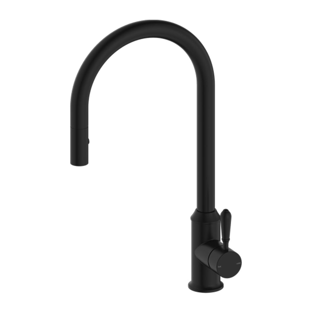 Nero Mixer Taps YORK PULL OUT SINK MIXER WITH VEGIE SPRAY FUNCTION WITH METAL LEVER MATTE BLACK (NR69210802MB)