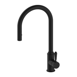 Nero Mixer Taps YORK PULL OUT SINK MIXER WITH VEGIE SPRAY FUNCTION WITH METAL LEVER MATTE BLACK (NR69210802MB)