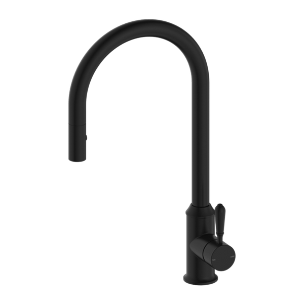 Nero Mixer Taps YORK PULL OUT SINK MIXER WITH VEGIE SPRAY FUNCTION WITH METAL LEVER MATTE BLACK (NR69210802MB)