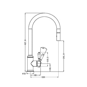 Nero Mixer Taps York Pull Out Sink Mixer With Vegie Spray Function With White Porcelain Lever Brushed Nickel (NR69210801BN)