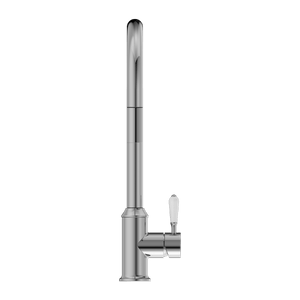 Nero Mixer Taps YORK PULL OUT SINK MIXER WITH VEGIE SPRAY FUNCTION WITH WHITE PORCELAIN LEVER CHROME (NR69210801CH)