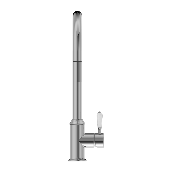 Nero Mixer Taps YORK PULL OUT SINK MIXER WITH VEGIE SPRAY FUNCTION WITH WHITE PORCELAIN LEVER CHROME (NR69210801CH)