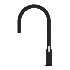 Nero Mixer Taps YORK PULL OUT SINK MIXER WITH VEGIE SPRAY FUNCTION WITH WHITE PORCELAIN LEVER MATTE BLACK (NR69210801MB)