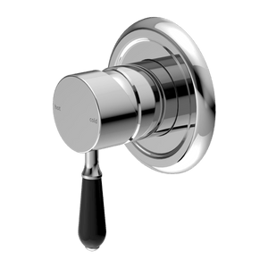 Nero Mixer Taps YORK SHOWER MIXER WITH BLACK PORCELAIN LEVER CHROME (NR69210903CH)