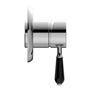 Nero Mixer Taps YORK SHOWER MIXER WITH BLACK PORCELAIN LEVER CHROME (NR69210903CH)
