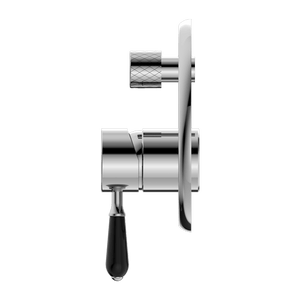 Nero Mixer Taps YORK SHOWER MIXER WITH DIVERTOR WITH BLACK PORCELAIN LEVER CHROME (NR692109A03CH)