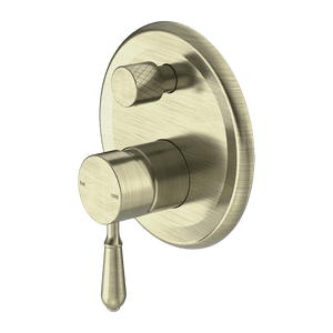 Nero Mixer Taps YORK SHOWER MIXER WITH DIVERTOR WITH METAL LEVER AGED BRASS (NR692109A02AB)