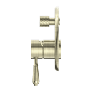 Nero Mixer Taps YORK SHOWER MIXER WITH DIVERTOR WITH METAL LEVER AGED BRASS (NR692109A02AB)