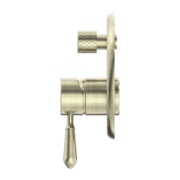 Nero Mixer Taps YORK SHOWER MIXER WITH DIVERTOR WITH METAL LEVER AGED BRASS (NR692109A02AB)