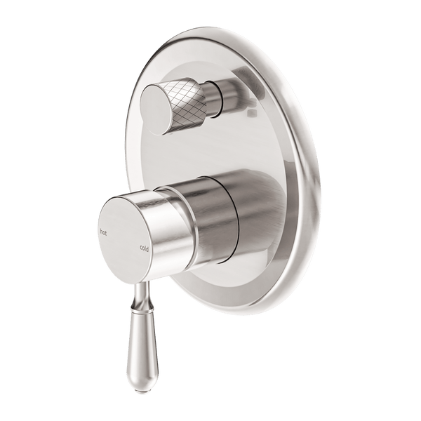 Nero Mixer Taps York Shower Mixer With Divertor With Metal Lever Brushed Nickel (NR692109A02BN)