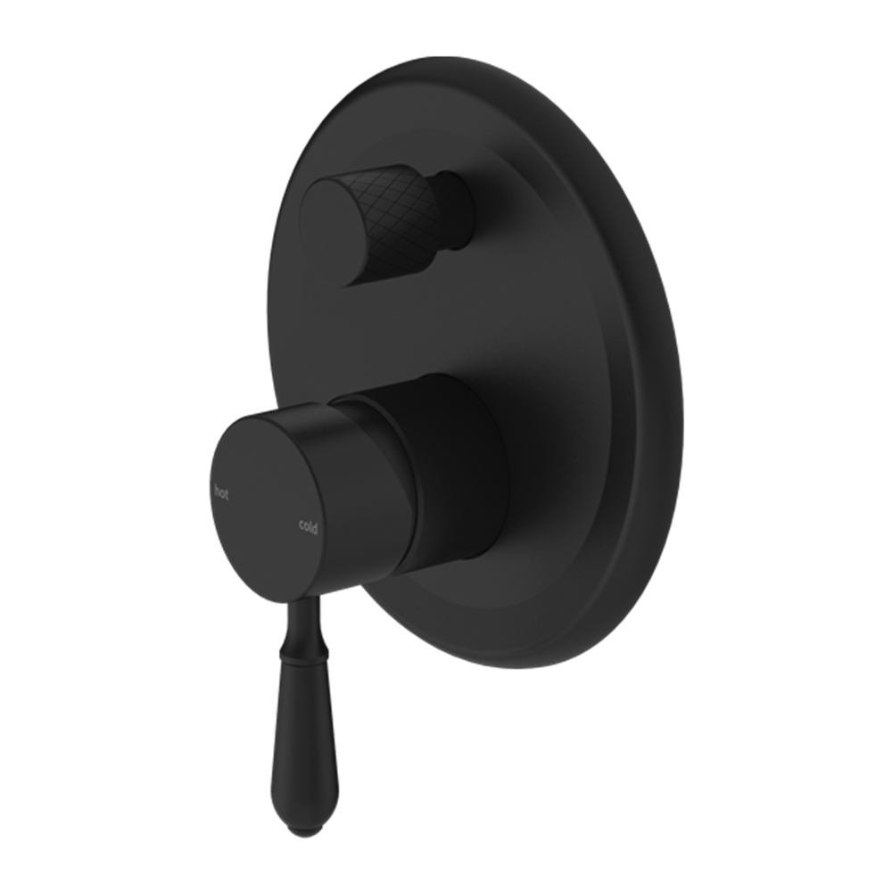 Nero Mixer Taps YORK SHOWER MIXER WITH DIVERTOR WITH METAL LEVER MATTE BLACK (NR692109A02MB)
