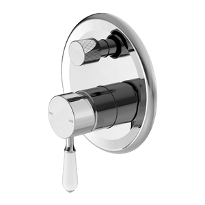 Nero Mixer Taps YORK SHOWER MIXER WITH DIVERTOR WITH WHITE PORCELAIN LEVER CHROME (NR692109A01CH)
