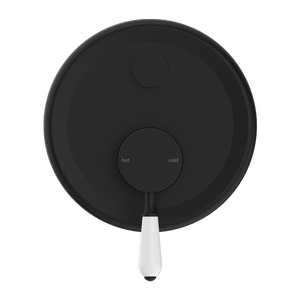 Nero Mixer Taps YORK SHOWER MIXER WITH DIVERTOR WITH WHITE PORCELAIN LEVER MATTE BLACK (NR692109A01MB)