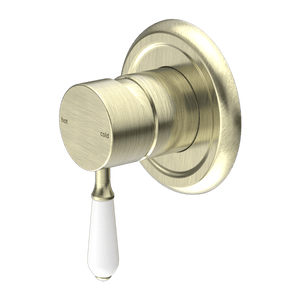 Nero Mixer Taps YORK SHOWER MIXER WITH WHITE PORCELAIN LEVER AGED BRASS (NR69210901AB)