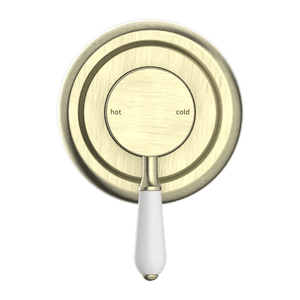 Nero Mixer Taps YORK SHOWER MIXER WITH WHITE PORCELAIN LEVER AGED BRASS (NR69210901AB)