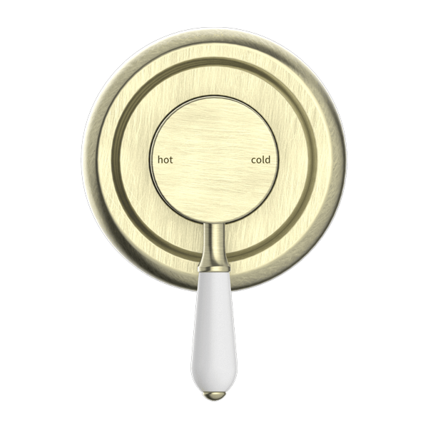 Nero Mixer Taps YORK SHOWER MIXER WITH WHITE PORCELAIN LEVER AGED BRASS (NR69210901AB)