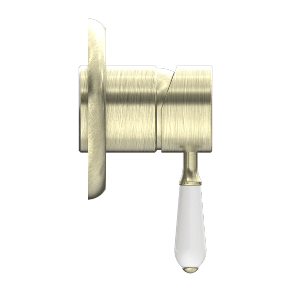 Nero Mixer Taps YORK SHOWER MIXER WITH WHITE PORCELAIN LEVER AGED BRASS (NR69210901AB)