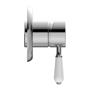 Nero Mixer Taps YORK SHOWER MIXER WITH WHITE PORCELAIN LEVER CHROME (NR69210901CH)