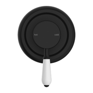 Nero Mixer Taps YORK SHOWER MIXER WITH WHITE PORCELAIN LEVER MATTE BLACK (NR69210901MB)