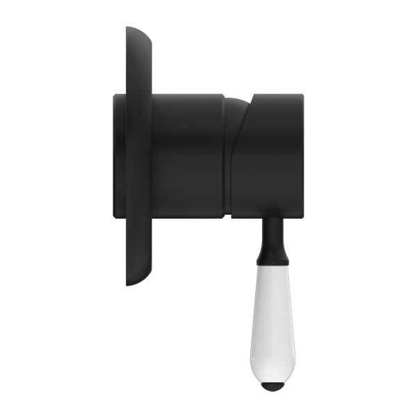 Nero Mixer Taps YORK SHOWER MIXER WITH WHITE PORCELAIN LEVER MATTE BLACK (NR69210901MB)