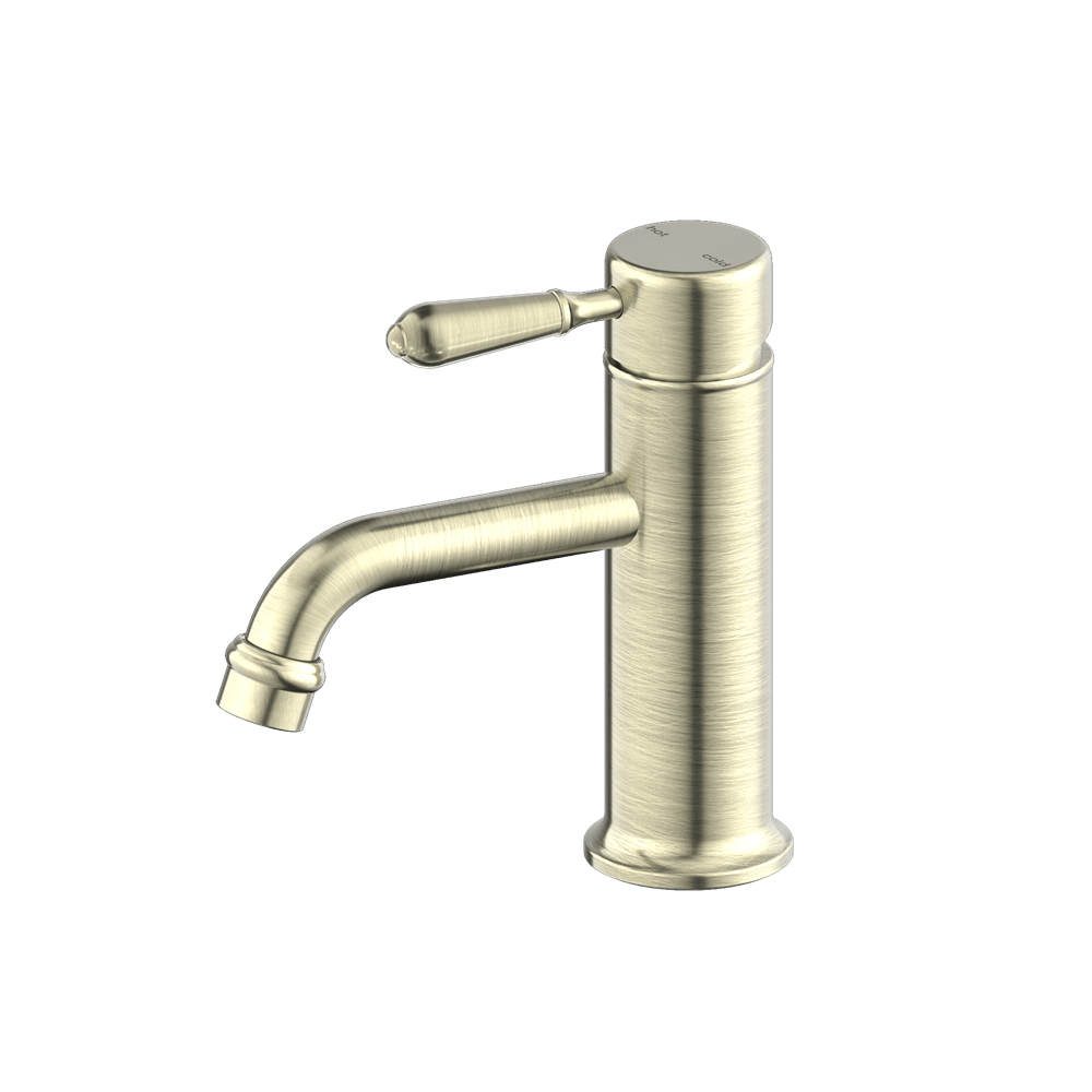Nero Mixer Taps YORK STRAIGHT BASIN MIXER WITH METAL LEVER AGED BRASS (NR692101b02AB)