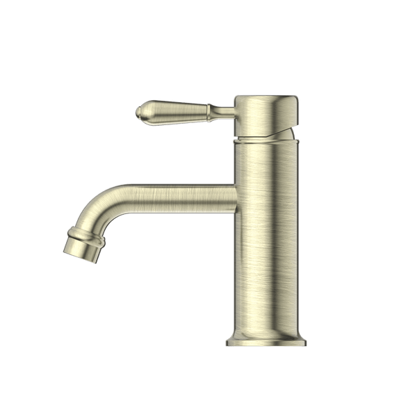Nero Mixer Taps YORK STRAIGHT BASIN MIXER WITH METAL LEVER AGED BRASS (NR692101b02AB)
