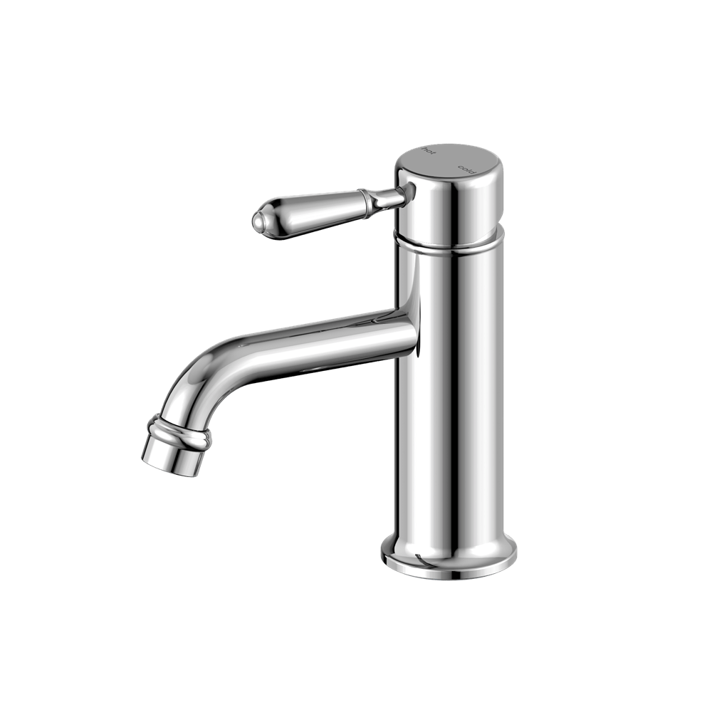 Nero Mixer Taps YORK STRAIGHT BASIN MIXER WITH METAL LEVER CHROME (NR692101b02CH)