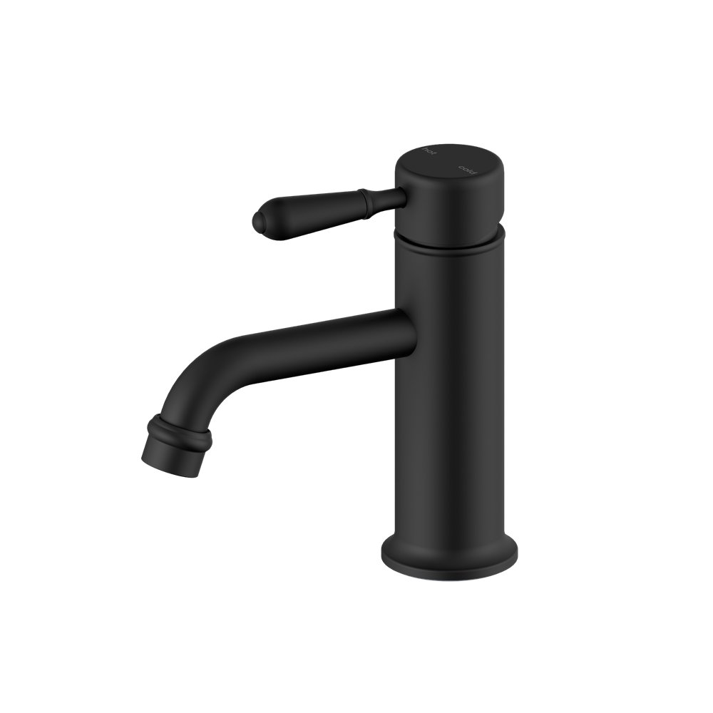Nero Mixer Taps YORK STRAIGHT BASIN MIXER WITH METAL LEVER MATTE BLACK (NR692101b02MB)
