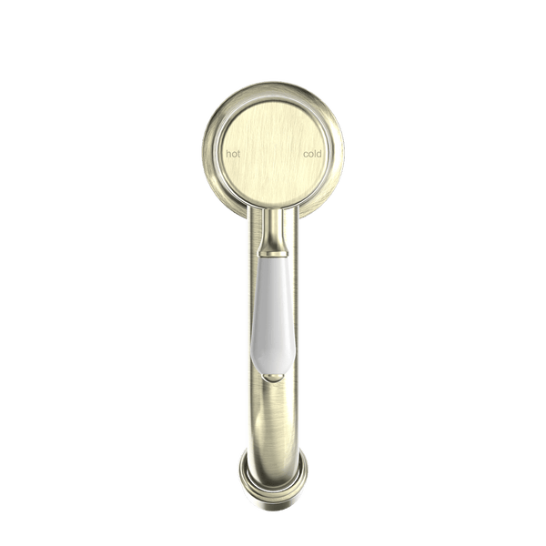 Nero Mixer Taps YORK STRAIGHT BASIN MIXER WITH WHITE PORCELAIN LEVER AGED BRASS (NR692101b01AB)