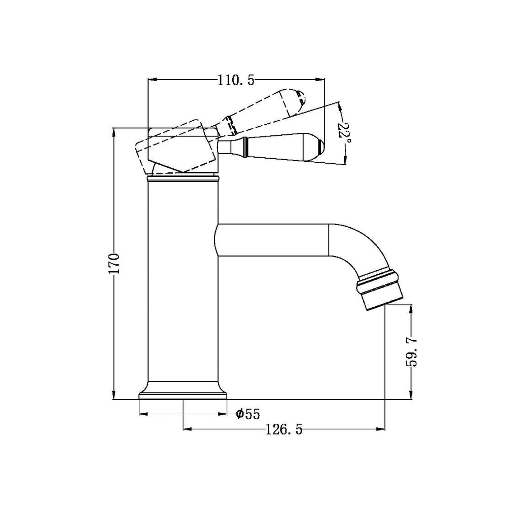 York Straight Basin Mixer With White Porcelain Lever Brushed Nickel (NR692101b01BN)