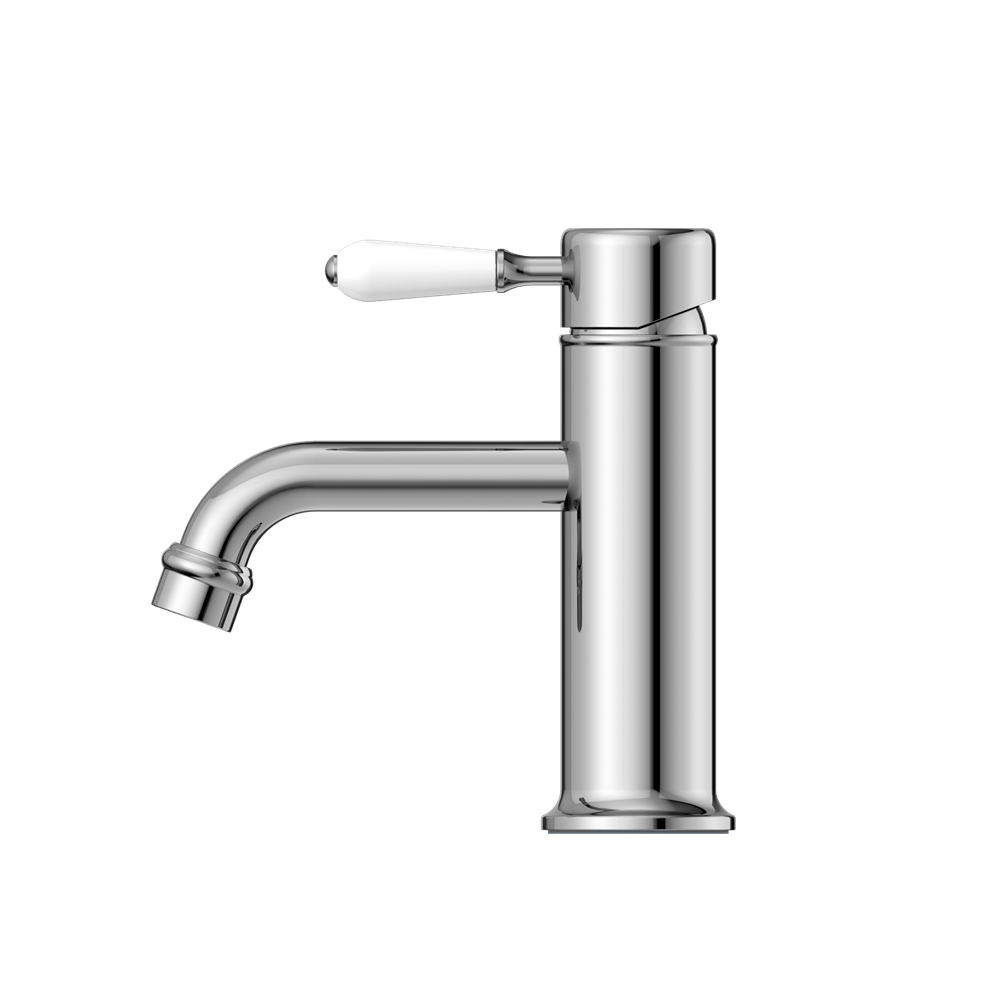 YORK STRAIGHT BASIN MIXER WITH WHITE PORCELAIN LEVER CHROME (NR692101b01CH)