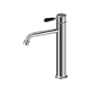 Nero Mixer Taps YORK STRAIGHT TALL BASIN MIXER WITH BLACK PORCELAIN LEVER CHROME (NR692101a03CH)