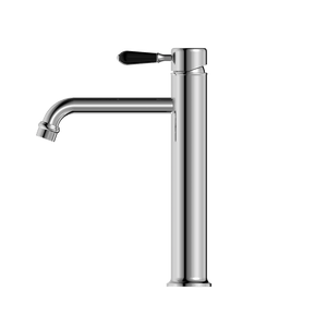 Nero Mixer Taps YORK STRAIGHT TALL BASIN MIXER WITH BLACK PORCELAIN LEVER CHROME (NR692101a03CH)