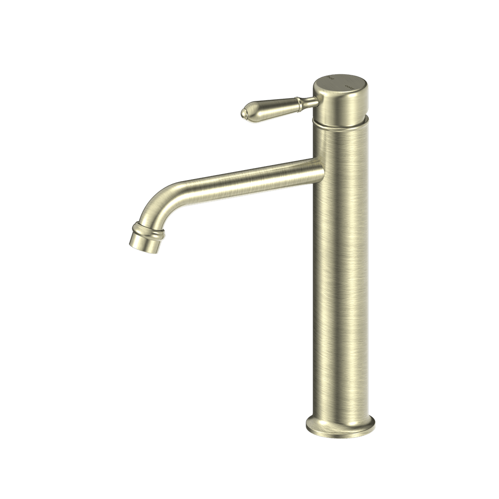 Nero Mixer Taps YORK STRAIGHT TALL BASIN MIXER WITH METAL LEVER AGED BRASS (NR692101a02AB)