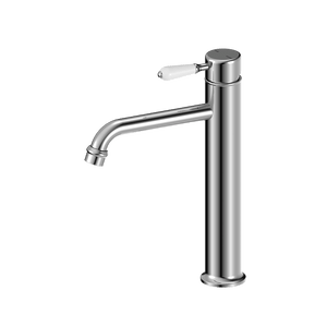 Nero Mixer Taps YORK STRAIGHT TALL BASIN MIXER WITH WHITE PORCELAIN LEVER CHROME (NR692101a01CH)
