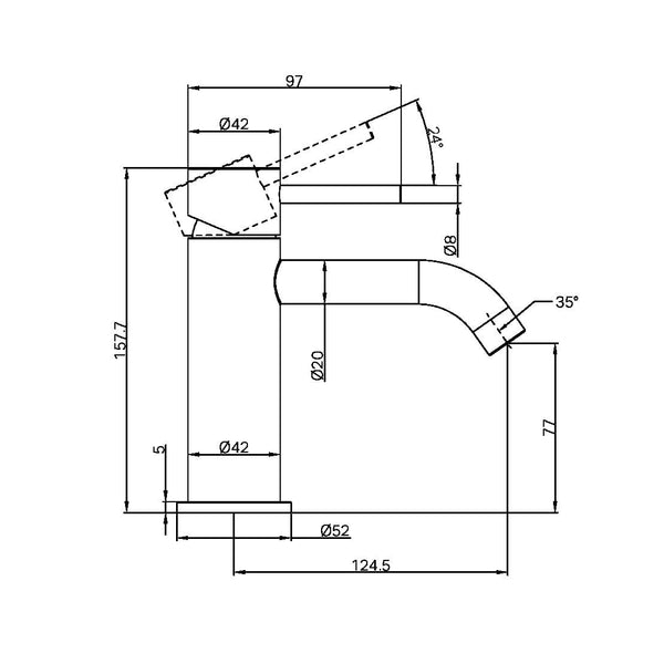 Nero Mixer Taps Zen SS316L Basin Mixer Graphite (NR162201GR)