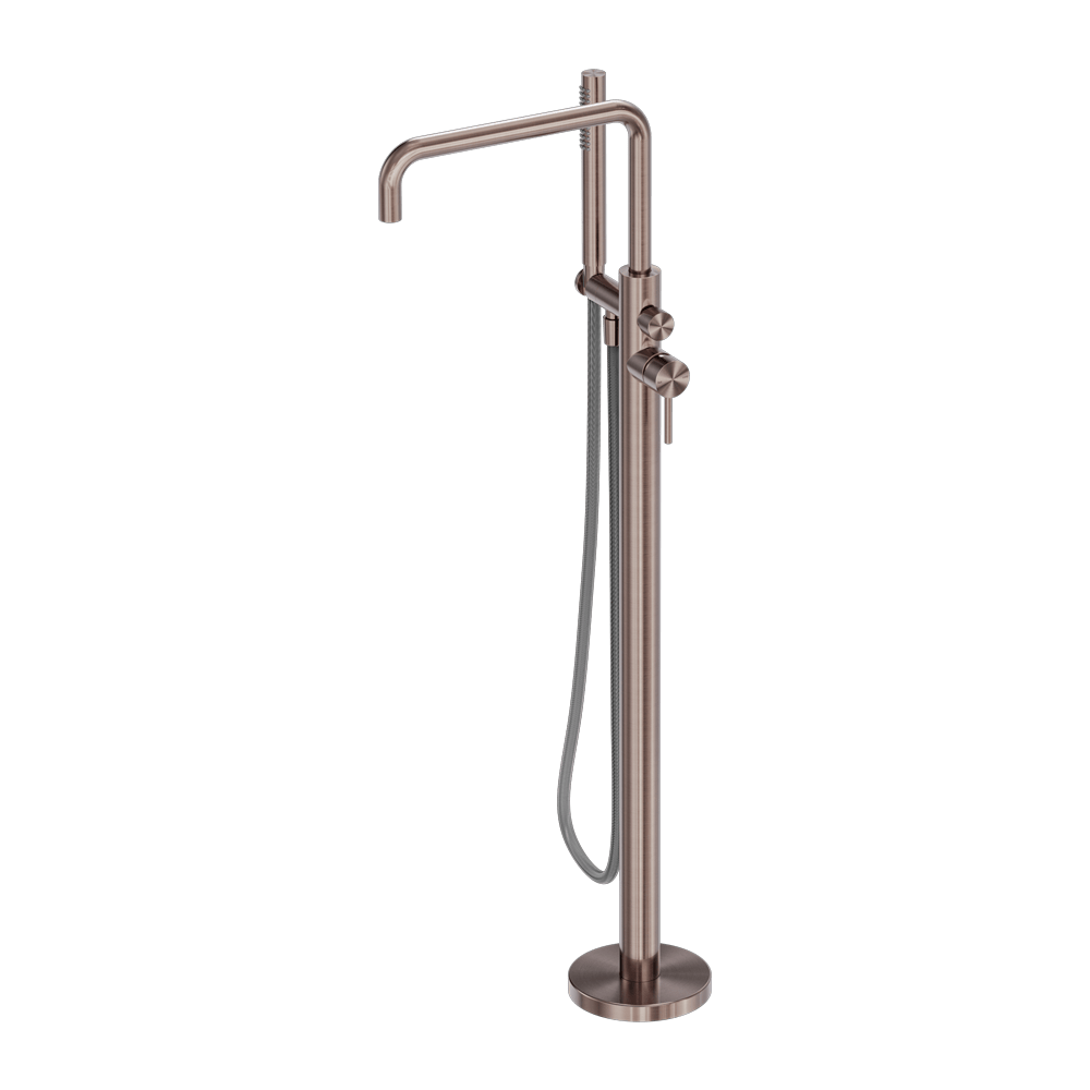 Nero Mixer Taps Zen SS316L Freestanding Bath Mixer With Outdoor Shower Hose Brushed Bronze (NR162203a01BZ)