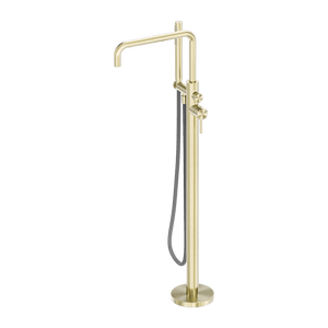 Nero Mixer Taps Zen SS316L Freestanding Bath Mixer With Outdoor Shower Hose Brushed Gold (NR162203a01BG)
