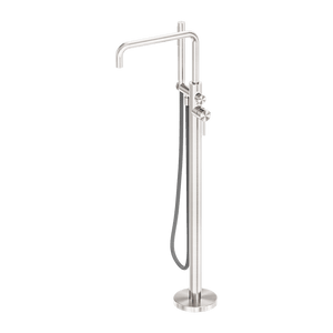 Nero Mixer Taps Zen SS316L Freestanding Bath Mixer With Outdoor Shower Hose Brushed Nickel (NR162203a01BN)