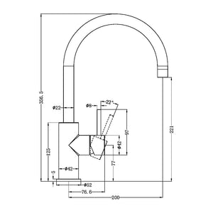 Nero Mixer Taps Zen SS316L Kitchen Mixer Brushed Nickel (NR162207BN)